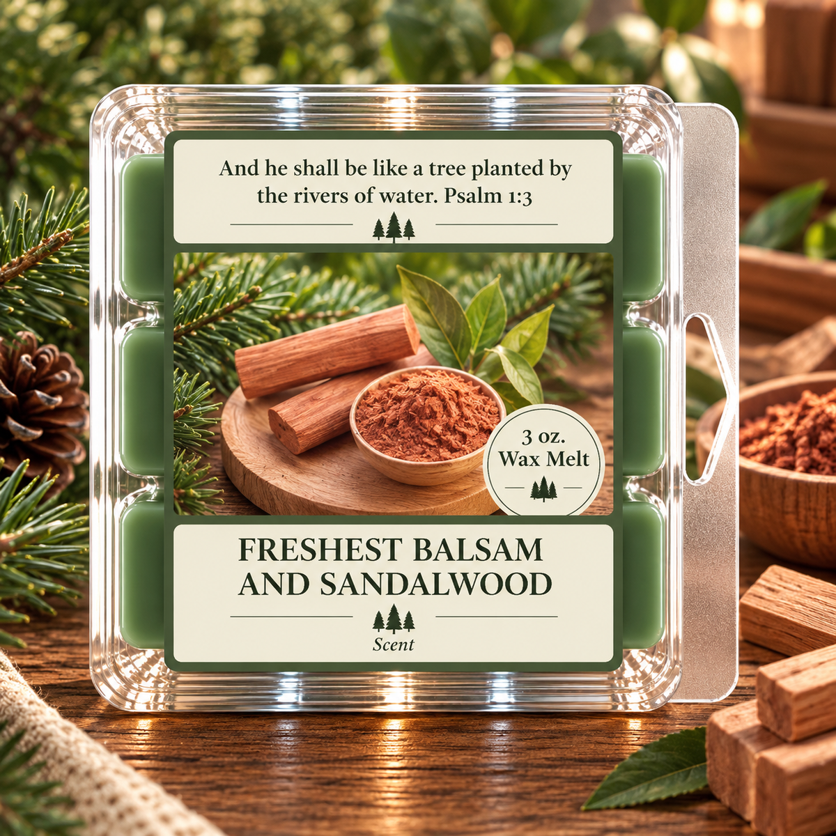 Freshest Balsam and Sandalwood 3 oz. Wax Melt