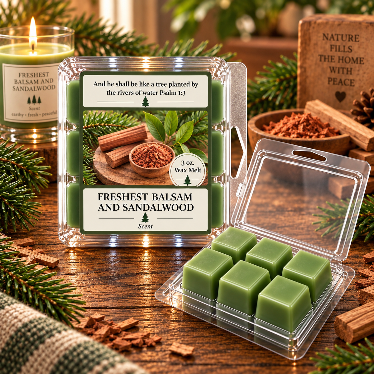Freshest Balsam and Sandalwood 3 oz. Wax Melt