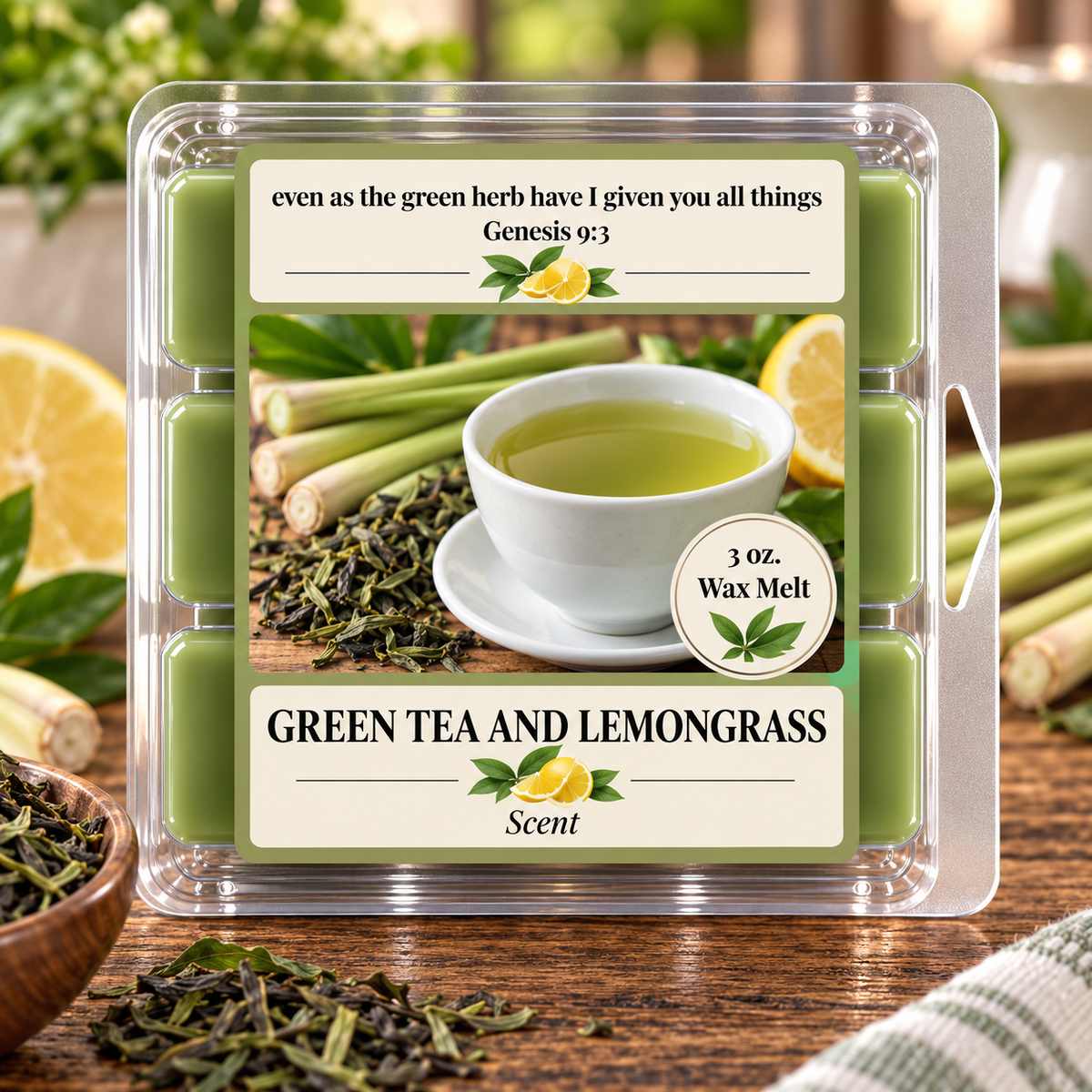 Green Tea and Lemongrass 3 oz. Wax Melt